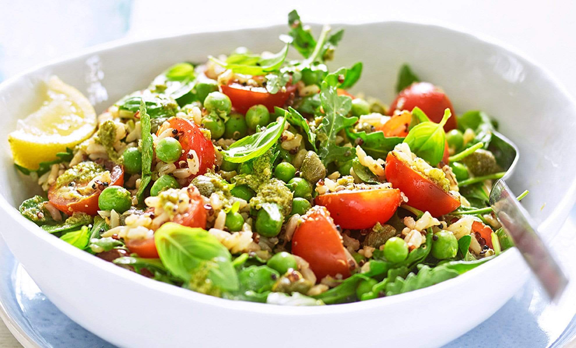 Herby Rice & Quinoa Salad with Basil Pesto