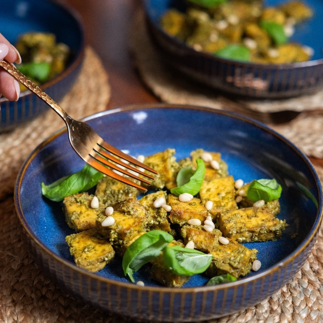Crispy Vegan Pesto Tofu