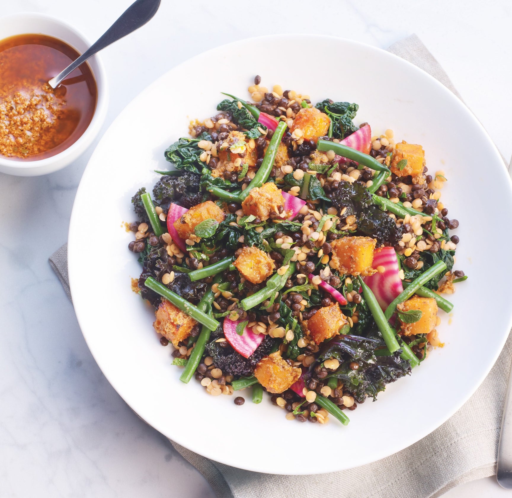 Butternut Squash, Roasted Pepper Pesto & Lentil Salad