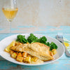 Pan Fried Sea Bass with Crispy Potatoes & Lemon Pesto