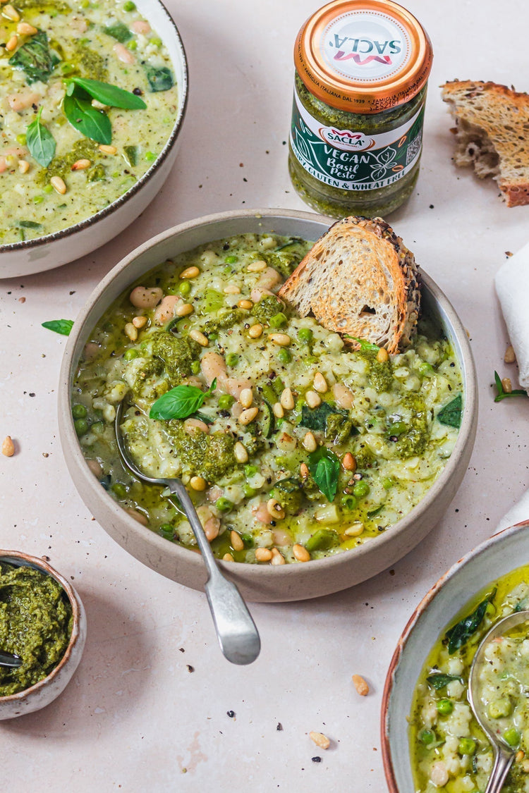 Super Green Pesto Minestrone Soup