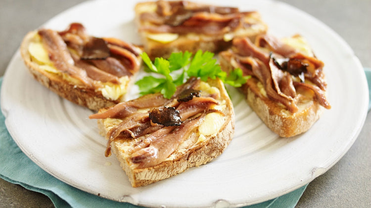 Anchovy Fillets with Truffle on Toast