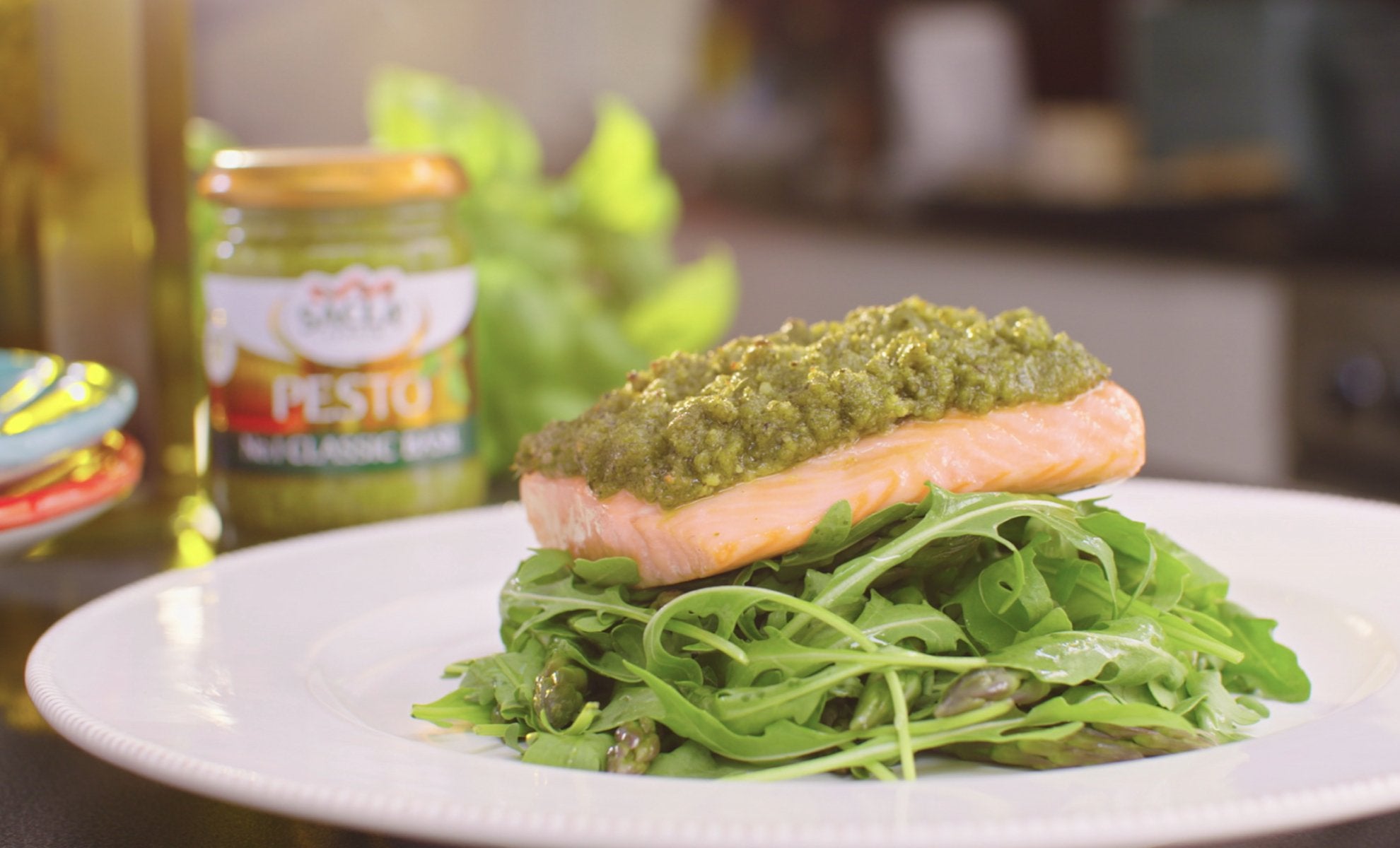 Baked Salmon with a Basil Pesto Crust
