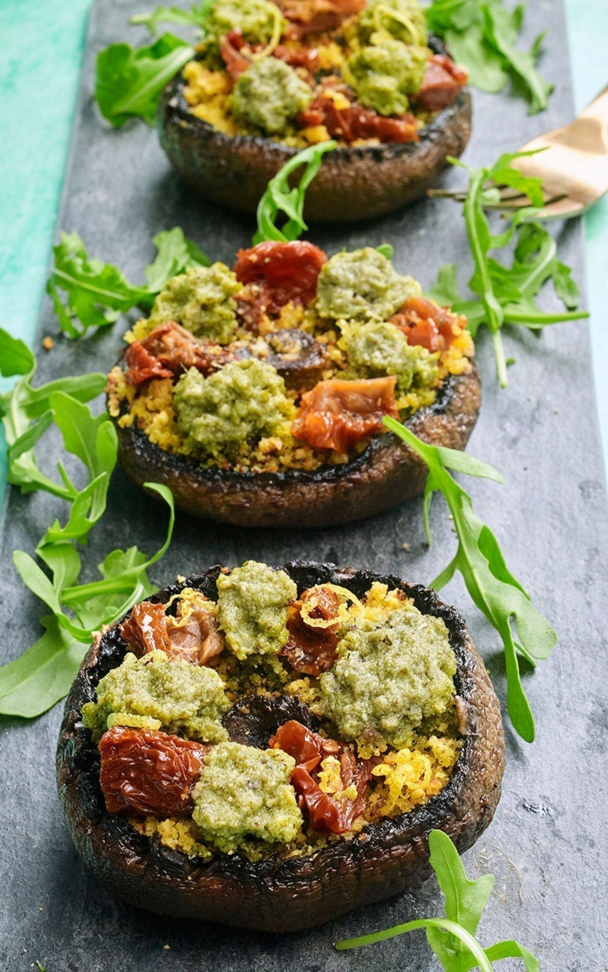Basil Pesto Filled Mushrooms