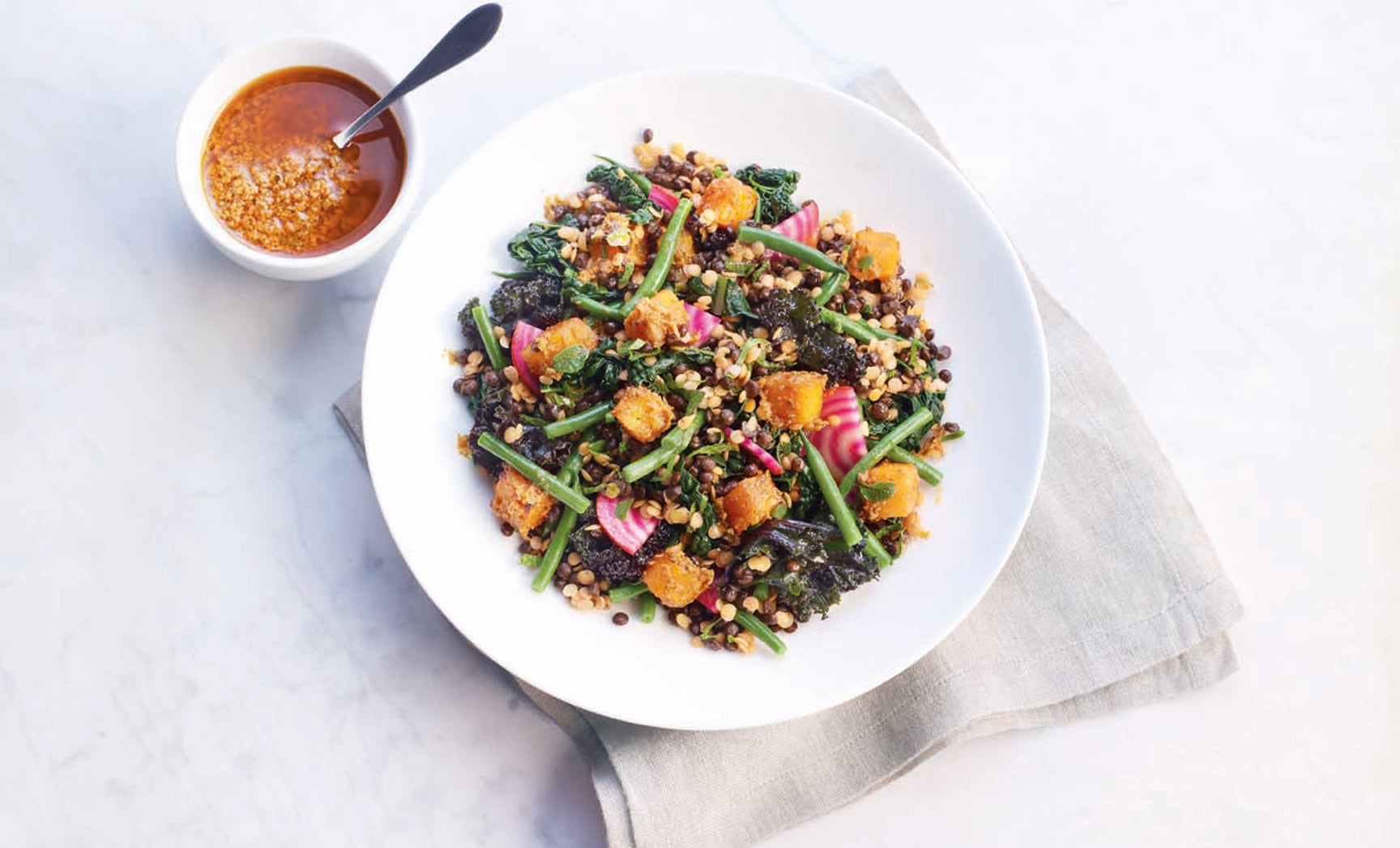 Butternut Squash, Roasted Pepper Pesto & Lentil Salad