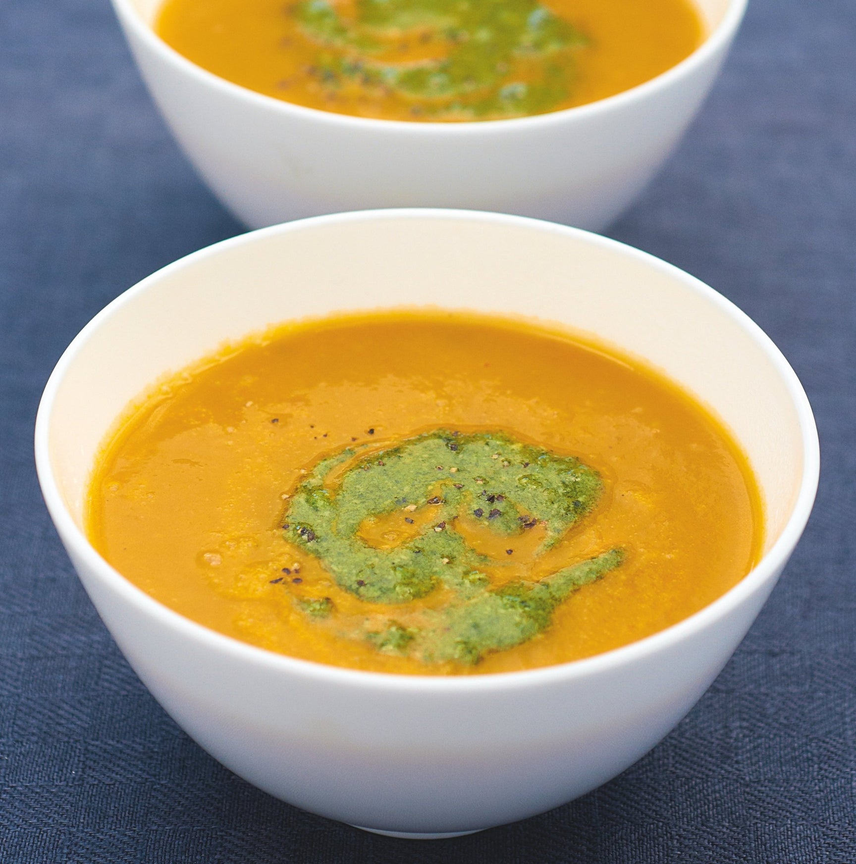 Carrot Soup with Fresh Coriander Pesto