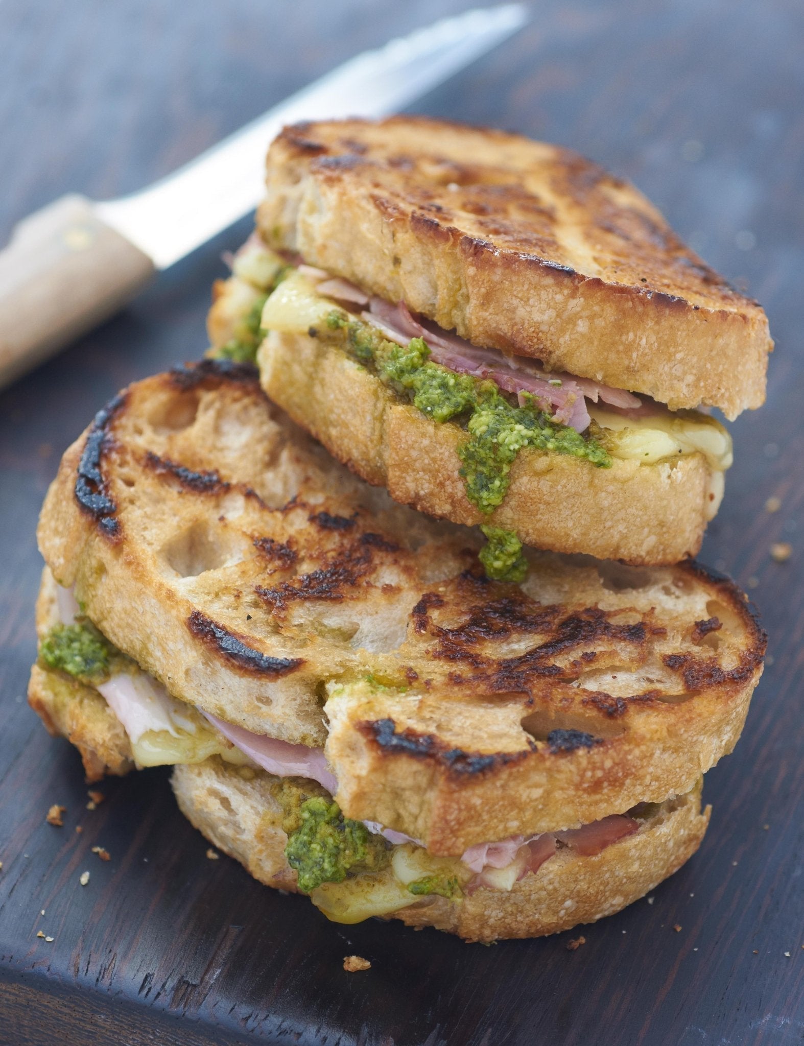 Cheese & Parma Ham Toasties with Basil Pesto