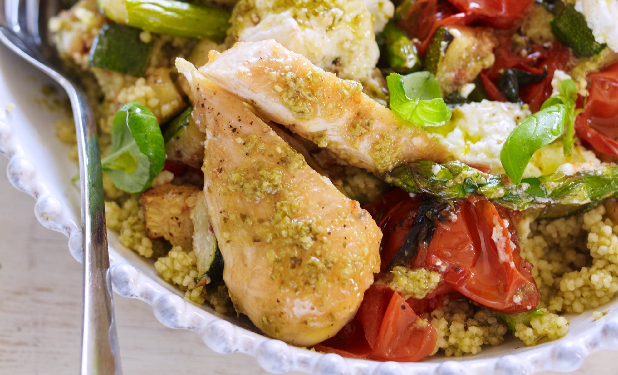 Chicken & Roasted Vegetable Pesto Couscous