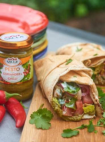 Coriander Pesto Jackfruit Kebab Wraps