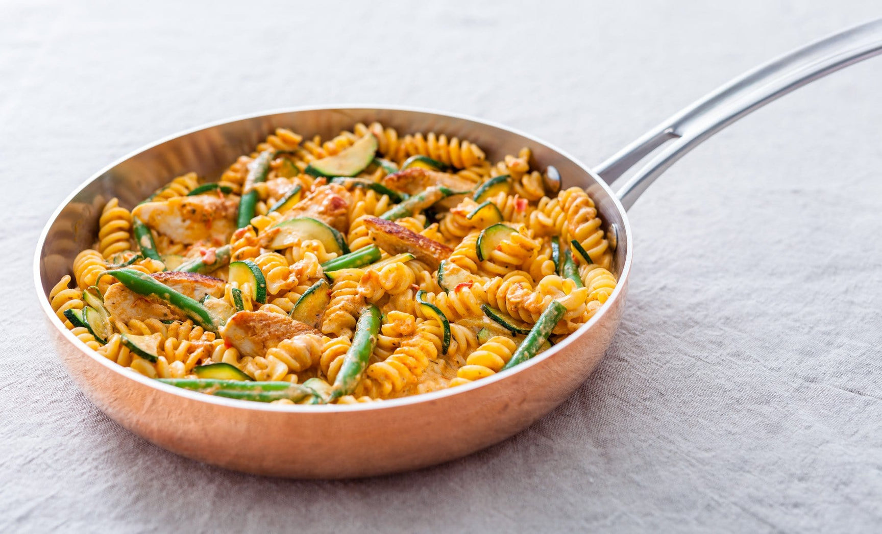 Creamy Fusilli with Chicken & Roasted Pepper Pesto