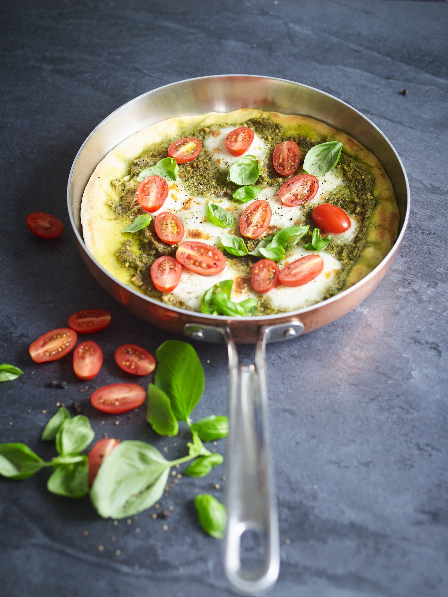 Frying Pan Pesto Pizza