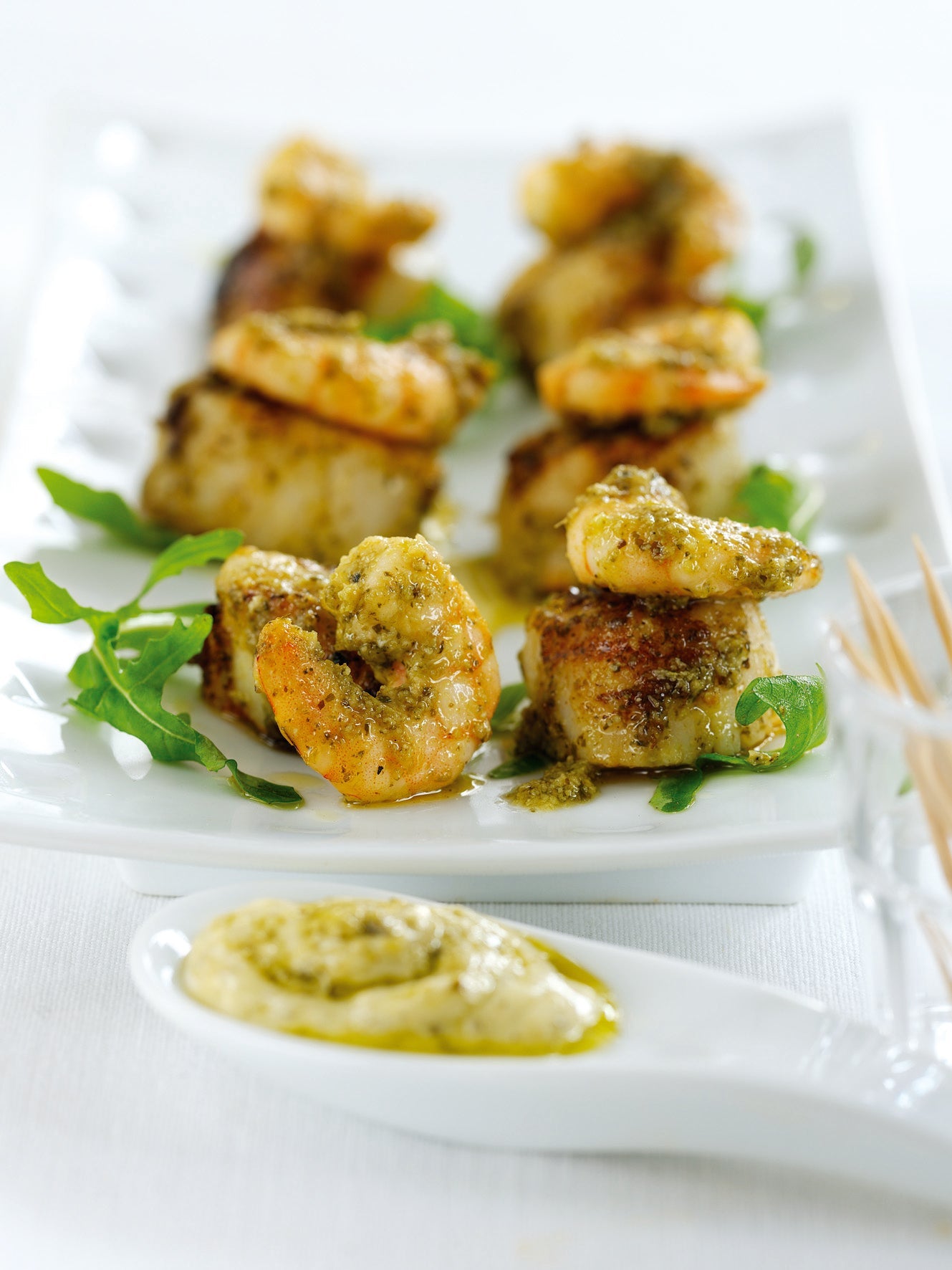 Griddled Scallops & Prawns with Fresh Coriander Pesto