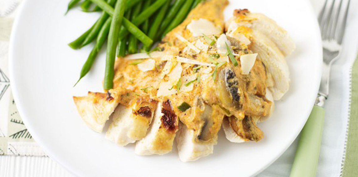 Grilled Chicken with Mushrooms, Tomato & Mascarpone