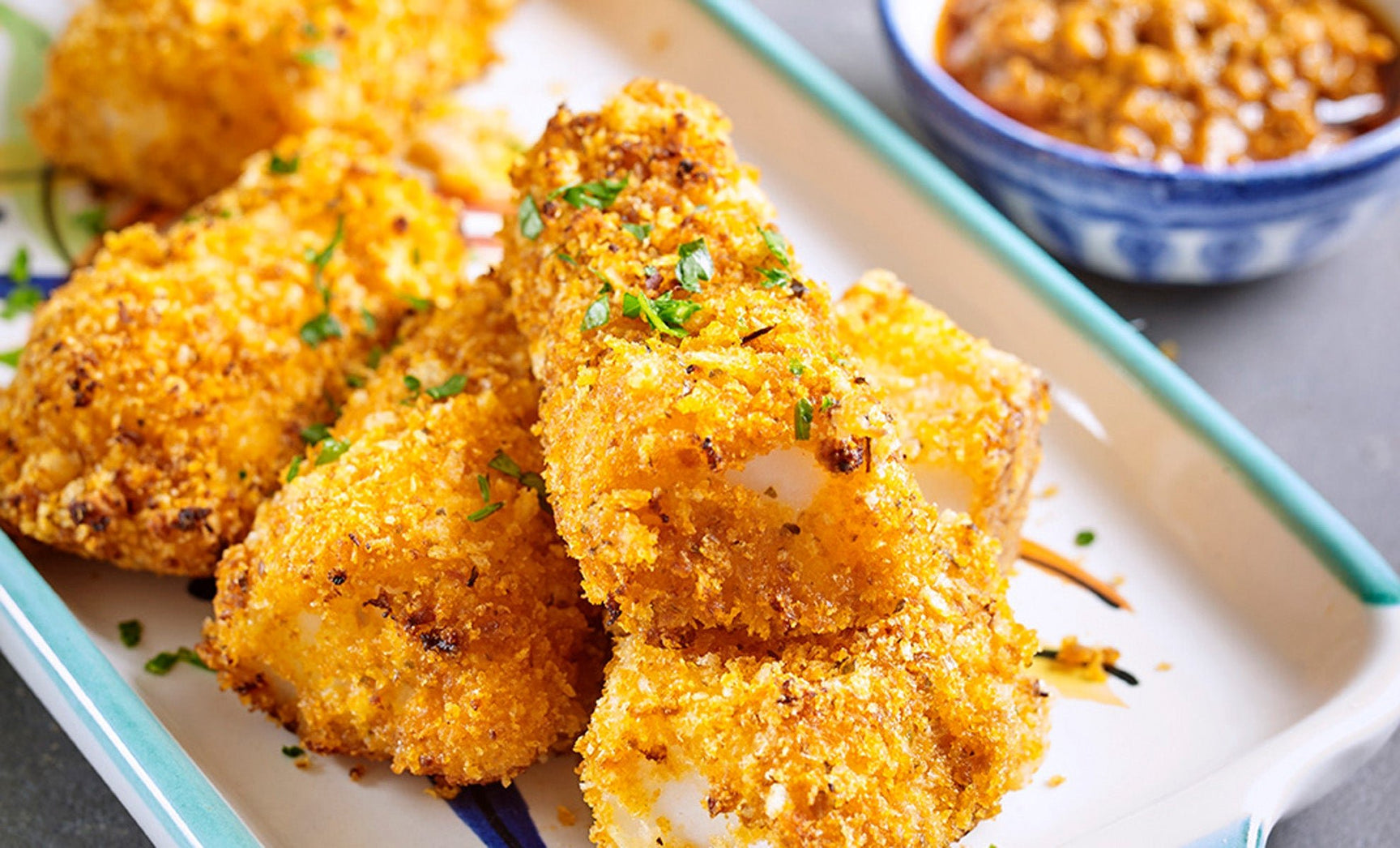 Home-Made Cod 'Fish Fingers' with Sun-Dried Tomato Pesto