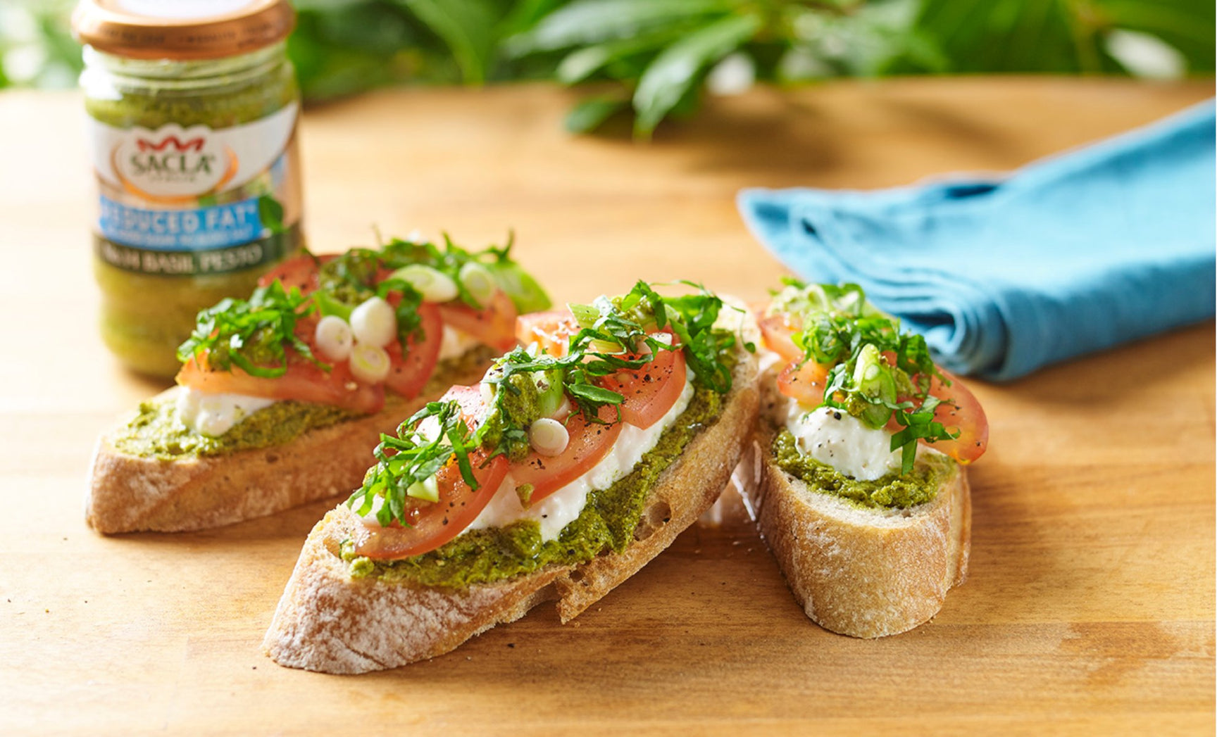 Open Sourdough Sandwich with Reduced Fat Basil Pesto