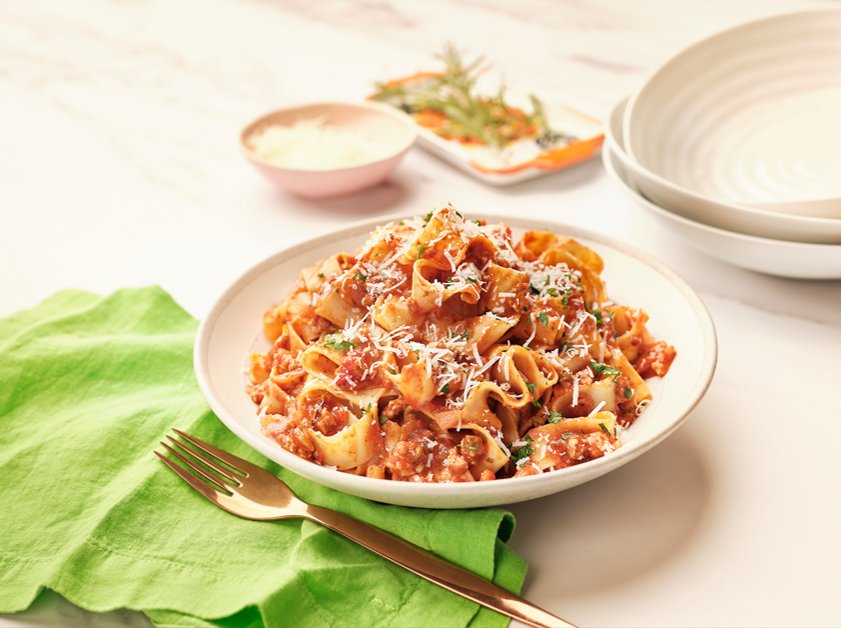 Pappardelle with Spiced Sausage and Arrabbiata Sauce