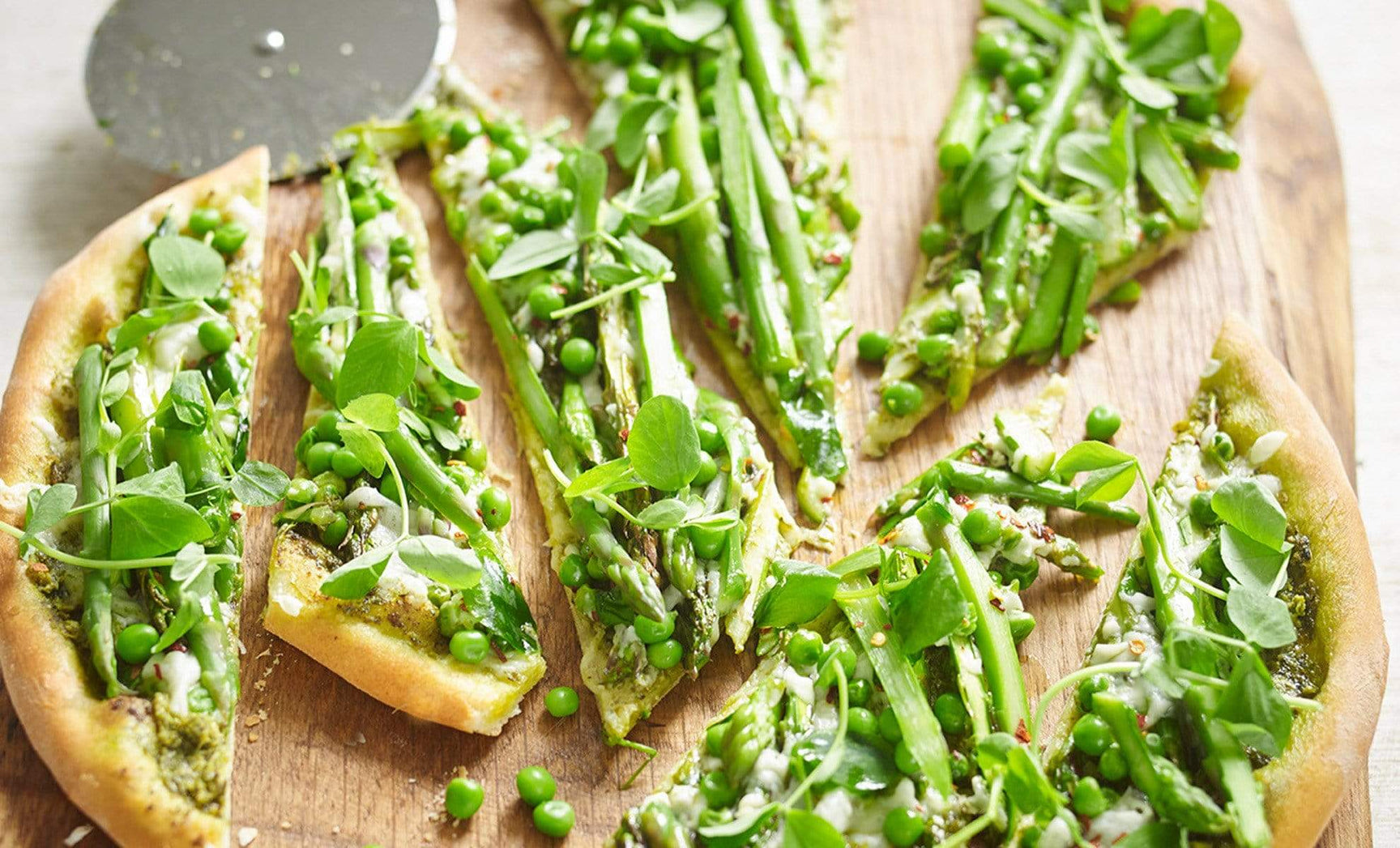 Pea, Asparagus & Pesto Pizza
