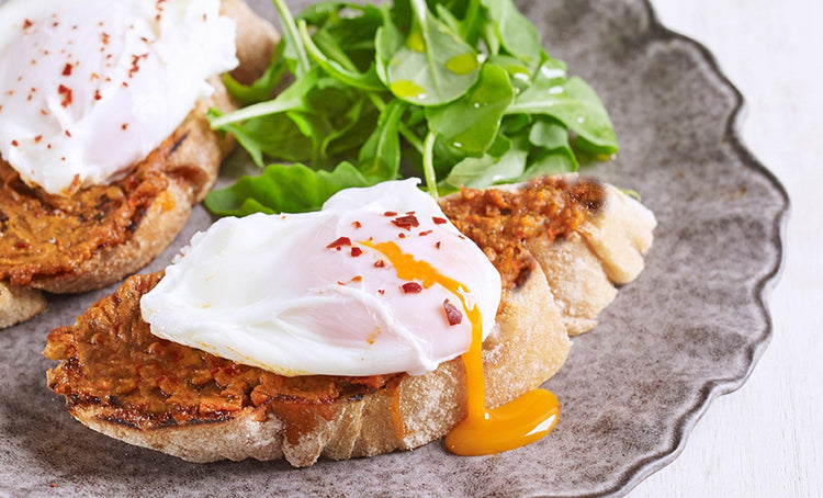 Poached Egg & 'Nduja Pesto Bruschetta