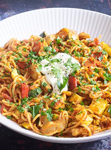 Veggie Pesto Pasta Paella