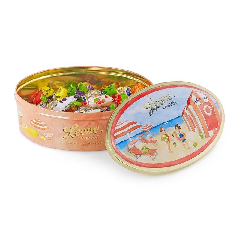 'A Day on the Riviera' Tin of Fruit Sweets and Jellies 100g by Leone