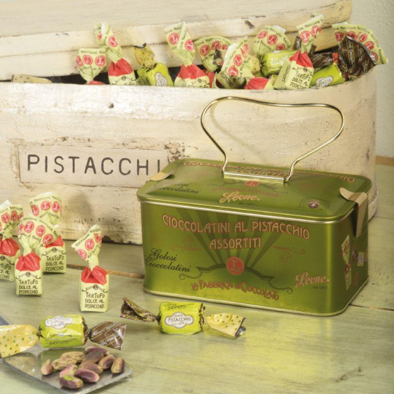 Assorted Pistachio Chocolates in Tin 150g by Leone - Sacla'