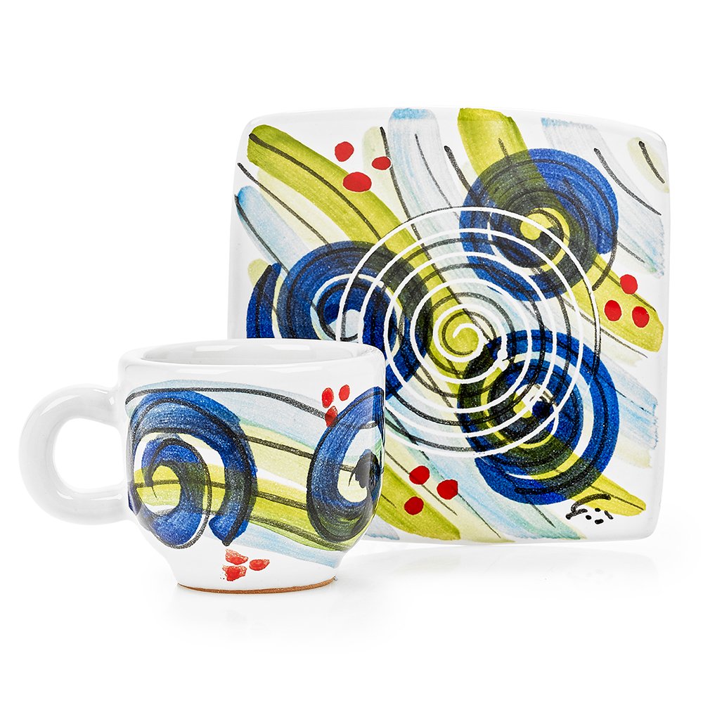 Blue Espresso Cup & Saucer by Sol'Art