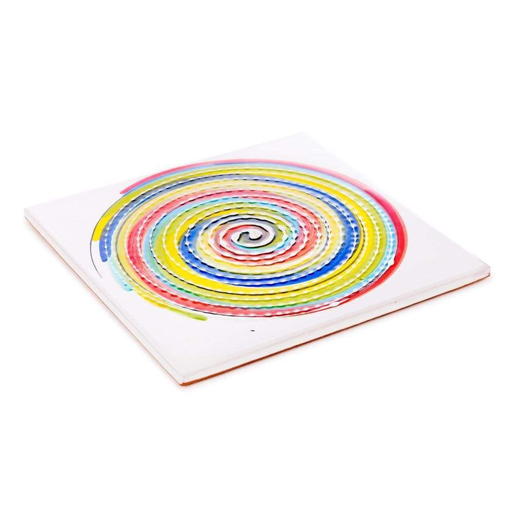Ceramic Tile 20cm by Sol'Art with Coloured Spiral
