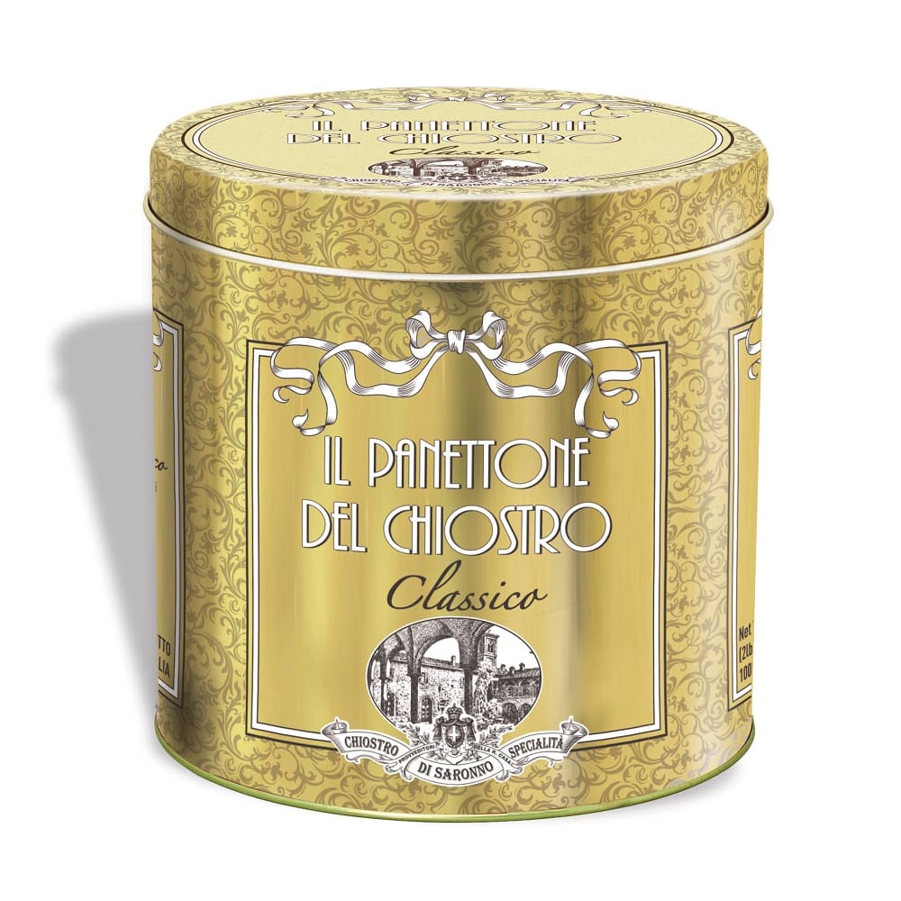 Lazzaroni Classico panettone in tin of decorative gold 