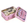 Bite-sized pieces of individually wrapped nougat. Beautiful D.Barbero Italian vintage style keepsake tin.