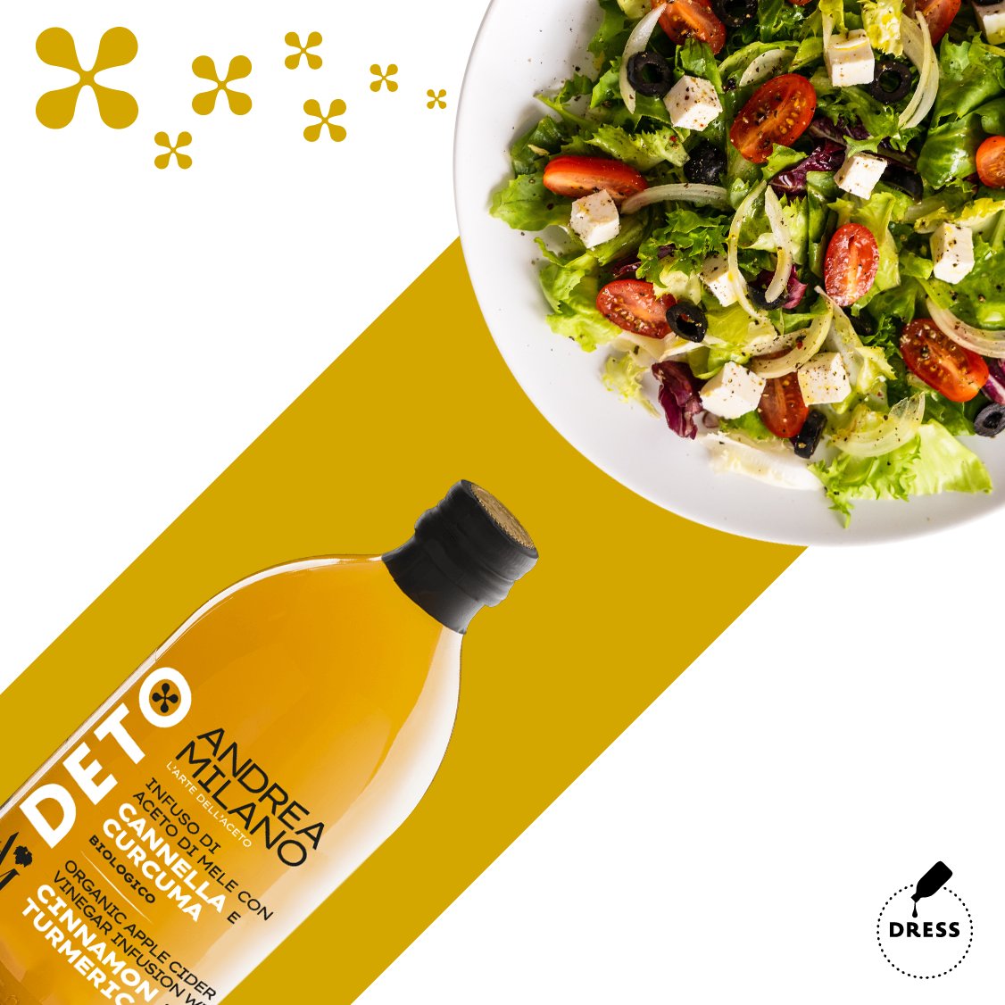 Recipe for Deto organic apple cider vinegar infusion with cinnamon and turmeric by Andrea Milano.