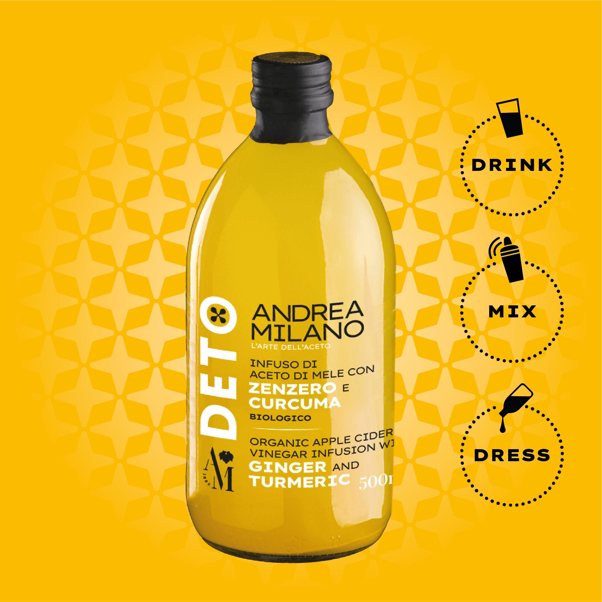 How to use Deto organic apple cider vinegar infusion with ginger and turmeric by Andrea Milano.