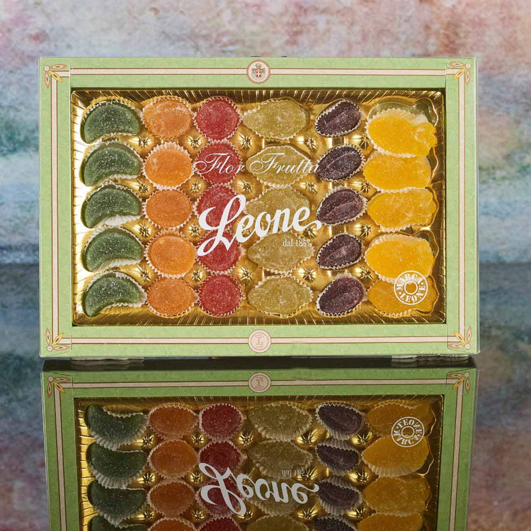 Iconic  Italian vegan Florfrutta Jellies in a large box