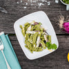 Bowl of Foglie d’ulivo olive leaf pasta from bird’s-eye view