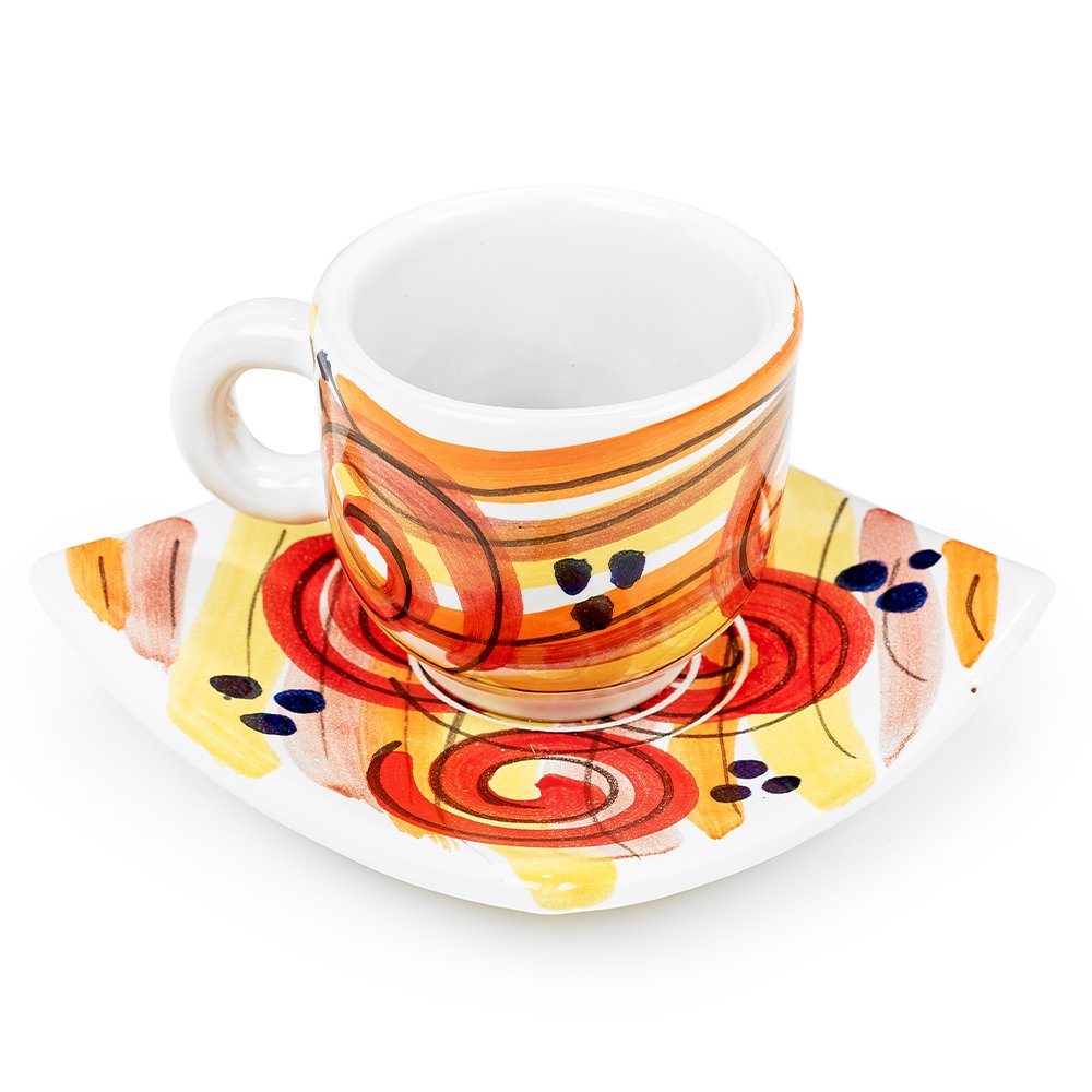 Orange Espresso Cup & Saucer by Sol'Art