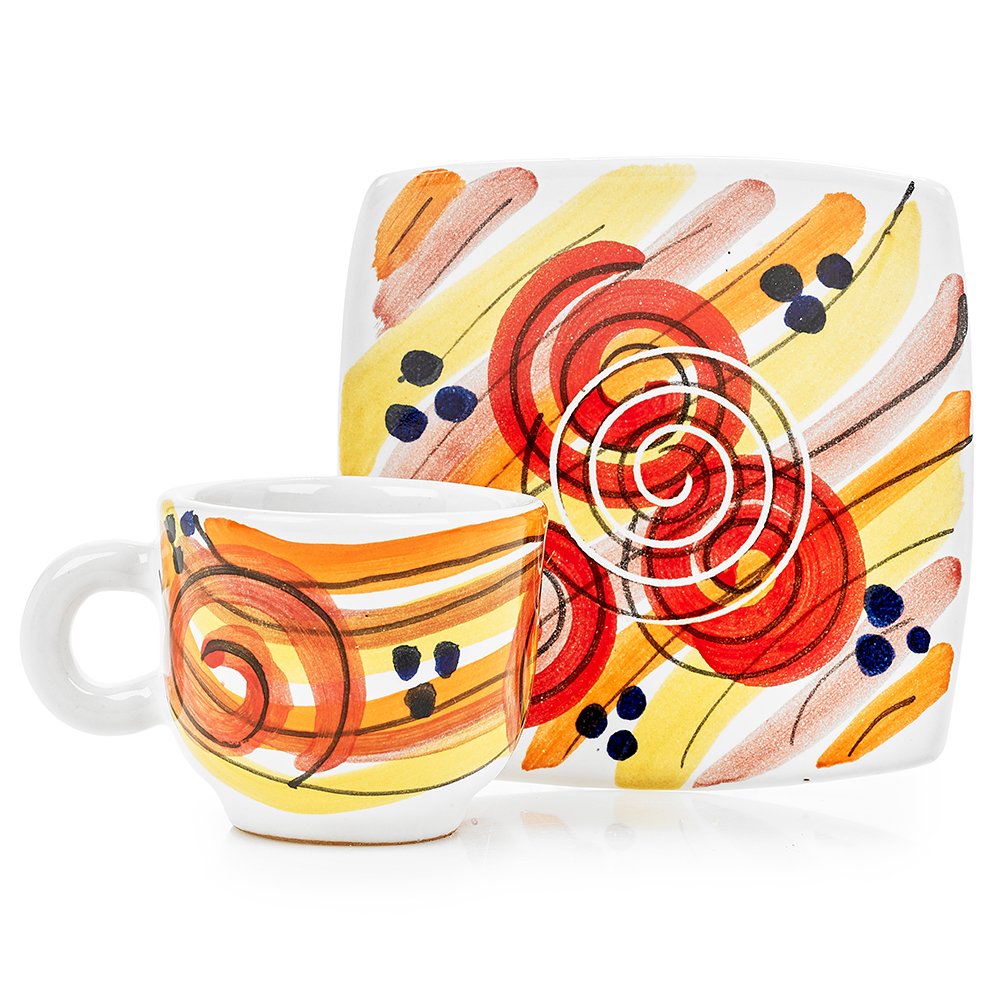 Orange Espresso Cup & Saucer by Sol'Art