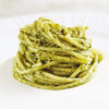 Vegetarian basil pesto pasta meal