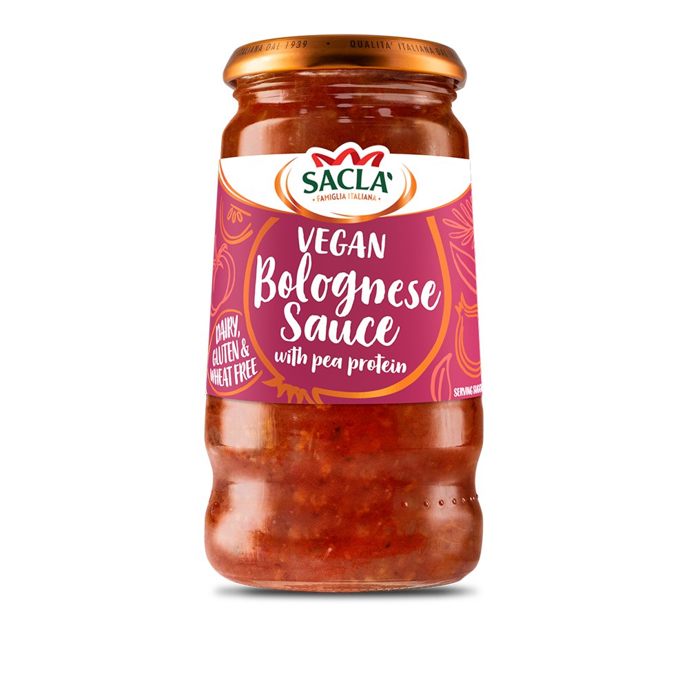 Jar of Sacla’ vegan Bolognese sauce.