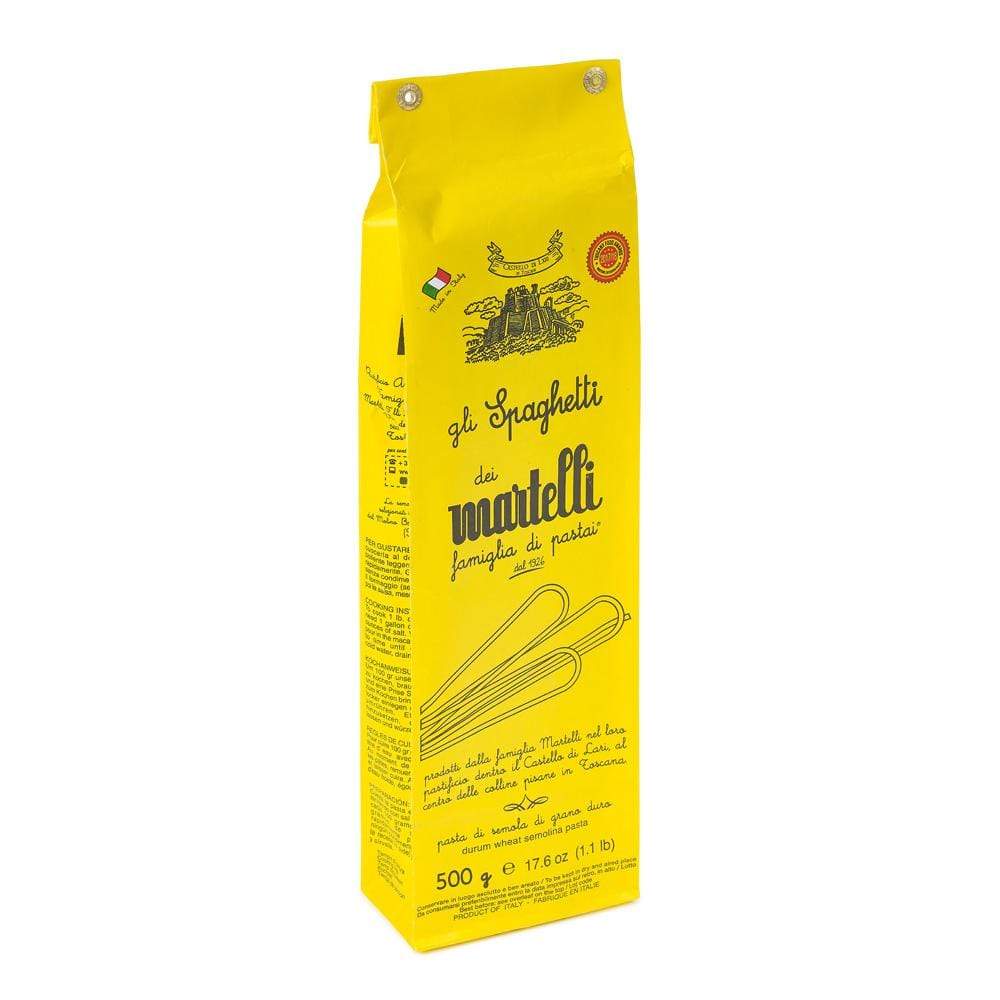 Artisan Martelli spaghetti in retro paper packaging.