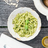 Bowl of Trofiette pasta from bird’s-eye view